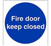 vsafety 18017 am-s "Fire puerta Keep cerrada" signos, vinilo autoadhesivo, cuadrado, 150 mm x 150 mm), color azul