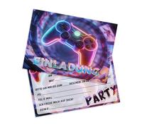 VSCO 12 tarjetas de invitación para fiestas de videojuegos, formato A6, diseño de mando de gamepad neón, invitaciones de cumpleaños infantiles, videojuegos, fiestas de cumpleaños