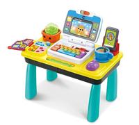 VTech Baby Big Business - Escritorio para bebé, inglés | Mini escritorio de oficina con ordenador portátil iluminado, teléfono, libro y cámara web; 3 modos enseñan letras y números