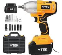 VTEK Llave de impacto sin escobillas portabrocas de 1/2 pulgada, par máximo de 700 N.m, llave de impacto inalámbrica de 500 pies-libras, pistola de impacto para niveles de automóvil
