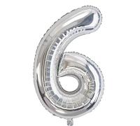 Vthoviwa 40'' Globo Numero 6 Plata, Globos 6 Cumpleaños Fiesta 0123456789,10-19,20-25,30,40,50,60,70,80,90, Número 6 Decoración Fiesta Del Aniversario
