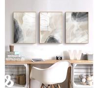 VTRXEG Juego de 3 pósteres abstractos, impresiones artísticas en lienzo de color beige, moderno nórdico para sala de estar, dormitorio, oficina, arte de pared, póster sin marco (A, 3x40x60cm)