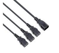 VulTech MU-UPS04 - Cable divisor de corriente para UPS | Entrada 1 x IEC C14 triple salida 3 x C13 | Enchufe múltiple flexible de 1 m | Carga máxima 3000 W 10 A 250 V para servidor, monitor y oficina