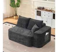 vutizal Boneless Loveseat - Sofá de 2 plazas, pequeño, sin montaje, con bolsillos laterales, sofá comprimido para sala de estar, habitación de invitados, color negro