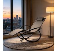 vutizal Mecedora con función reclinable, elegante silla de relax de textileno y metal, cómoda silla para terraza y jardín, gris, soporta hasta 160 kg