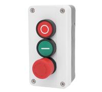 Vvikizy Interruptor de Botón de Parada de Emergencia con Enganche Rojo Verde 10A Caja de Estación de Control Duradera para Talleres de Cemento Clasificación IP65 1 ud.