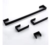 VVW&LIU Juego de 4 Piezas de Accesorios de baño de Acero Inoxidable Cepillado Dorado con Soporte para Papel higiénico, Barra para Toallas y Gancho para Ropa, Color Negro.