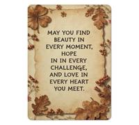 VWWJCCRO Farmhouse Metal Tin Sign Autumn Blessing Cozy Fall Quote Wall Decor Vintage Leaf Plaque for Home Office Cafe Kitchen Mantel 8 X 12 inch