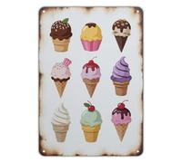 VWWJCCRO Nostalgic Dessert Metal Wall Decor Ice Cream Cone Classic Americana Retro Tin Sign for Garden Yard Patio Soda Fountain 8 X 12 inch