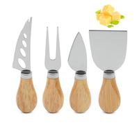Vyranut Cuchillos de Queso Set 4 Piezas - Mini Cuchillos de Queso de Acero Inoxidable con Mango de Madera, Utensilios para Cortar y Servir Queso, Tarta, Postre y Ensalada