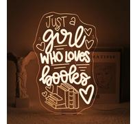 VYXIN Just a Girl Who Loves Books Cartel de neón, letrero LED de neón para pared, luz reklame para dormitorio, club, fiesta, luces, ventana, decoración de dormitorio