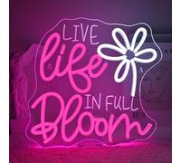 VYXIN Live Life in Full Bloom Neon Sign LED Cartel Pared Letrero de neón Letrero luminoso USB Power para Bedroom Pub Bar Room Club Party Luces Dormitorio