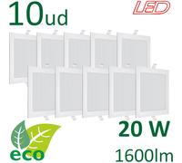 VZLED - Pack 2-5-10 downlight LED 20W empotrar cuadrado, Plafón techo led cuadrado, Plafón cocina LED, Lámpara techo, tono luz blanca 4000K y luz blanca fría 6500K