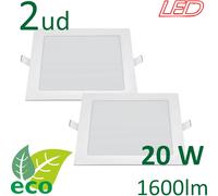 VZLED - Pack 2-5-10 downlight LED 20W empotrar cuadrado, Plafón techo led cuadrado, Plafón cocina LED, Lámpara techo, tono luz blanca 4000K y luz blanca fría 6500K