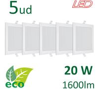 VZLED - Pack 2-5-10 downlight LED 20W empotrar cuadrado, Plafón techo led cuadrado, Plafón cocina LED, Lámpara techo, tono luz blanca 4000K y luz blanca fría 6500K