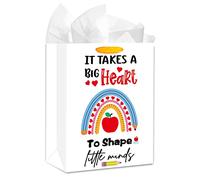 WaaHome Bolsa de regalo para profesores con asa, bolsa grande de regalo de agradecimiento al profesor de 13 pulgadas con papel de seda, regalos para profesores de fin de año para graduación, día de