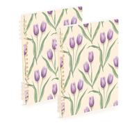Waassud Cuaderno de espiral de tulipanes de acuarela, recargable, A5, rayado, 1 unidad