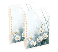 Waassud Hermosos cuadernos en espiral de margaritas de acuarela recargables, 1 unidad
