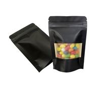 WACCOMT Pack 50 bolsas de papel kraft con cierre de cremallera, color negro | Bolsa de pie resellable, para semillas de café, té, pequeñas empresas, embalaje de almacenamiento de alimentos