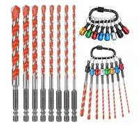 WADEO Professional 17 piezas Set de brocas hexagonales multiuso, juego de brocas + portabrocas con llavero, Ø: 4-13 mm, vástago hexagonal de ¼", duro para hormigón/metal/madera