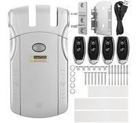 WAFU Inalámbrico Invisible, Cerradura Electrónica Control Remoto Sin Llave Toque Bloqueado Desbloqueo de Amplificador (Tipo D) (Plata)