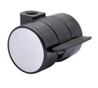 WAGNER 01020101 - Rueda doble para muebles, diámetro de 38 mm, altura de construcción 40 mm, bloqueo, color negro con tapa cromada, capacidad de carga de 50 kg