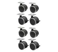 WAGNER 02072488 - Juego de ruedas dobles para muebles (8 piezas, diámetro de 40 mm, altura de construcción de 55 mm, superficie suave, placa atornillable de 42 x 42 cm, 4 con bloqueo, capacidad de