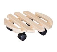 Soporte con ruedas para plantas (Diámetro: 30 cm, Redonda, Madera, Específico para: Plantas de hasta 100 kg)