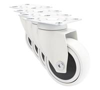 WAGNER - 3C - Rueda giratoria de diseño/rueda de transporte/rueda para muebles - blanca, banda de rodadura blanda, diámetro Ø 75 mm, rodamiento de bolas, capacidad de carga 75 kg - 01227601