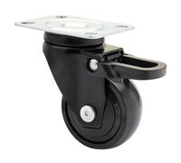 WAGNER - 3C - Rueda giratoria de diseño/rueda de transporte/rueda para muebles - negra, banda de rodadura blanda, diámetro Ø 50 mm, freno total, rodamiento de bolas, carga 50 kg - 01235201
