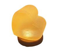 Wagner Life Lámpara de sal en forma de corazón, base de madera, conexión USB, ámbar