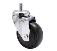 WAGNER rueda ultra giratoria 360° - 3C - rueda de diseño/rueda de transporte/rueda para muebles - cromato, rueda blanda, con perno 11 x 22 mm, Ø 75 mm, capacidad de carga 75 kg- 01227961