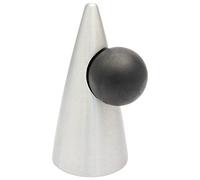 WAGNER Tope de Puerta PEAK, Tope para el Suelo - Ø 44 x 92 mm, Óptica Acero Inoxidable, Goma Termoplástica, Negro, para Atornillar, Incluye Taco y Tornillo - 15516000