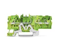 WAGO 2002-1707 Abrazadera de protección de tres pisos, 5,20 mm, pinza push-in verde, amarillo, 50 unidades