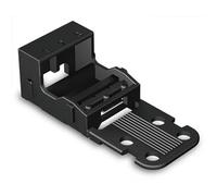 WAGO Adaptador de fijación 221-513/000-004 | para 3 terminales de conductor, 4 mm², 10 unidades, con pie de retención, adecuado para montaje de terminales de conexión, color negro