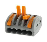 WAGO Bloque de terminales de palanca serie 222, paquete de 5, 5 entradas, compatible con cables rígidos, semirrígidos y flexibles de 0,08-4 mm², voltaje de 400 V, corriente de 32 A