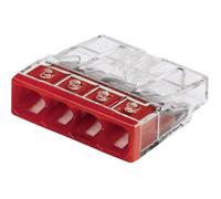 WAGO Pinza para latas rígida: 0,5-2,5mm². Número de polos (num): 4 20 St. Transparente, Rojo