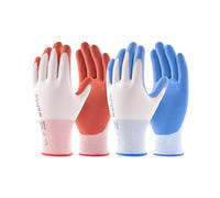 wahoo 2 Pares Guantes Jardinería para Mujer, Recubierto de Látex, Técnica B.Comb Air Transpirable, Antideslizante, Azul Celeste & Puré de Calabaza, 7/S