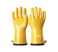 Wahoo Silicona Líquida Guantes Barbacoa, Ahumador Resistente Al Calor, Impermeable, Guantes Horno Profesional para Cocina, Parrilla, Hornear, Microwave, Amarillo, Tamano L