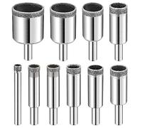 Waiecnksa Diamond Drill Bits Set, 10 PCS Diamond Set, Glass Drill Bit for Ceramic Tile Porcelain Bottles