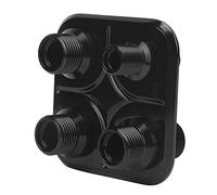 Wakects Conexión de Línea de CA para Tabique, Puerto de Manguera de CA, Conector de, Tabique de Aluminio de 4 Puertos, 1/6 y 3/10, para Sistemas de Aire Acondicionado y Calefacción (BLACK)