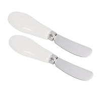 Wakects Juego de Esparcidor de Mantequilla, Cuchillo de Mantequilla de Acero Inoxidable con de Cerámica, 2 Piezas de 5,2 Pulgadas para Queso, Mermelada, de maní, Tostadas, Hornear, Cocina, Uso (WHITE)