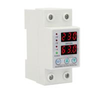 Wakects Protector de Voltaje, Relé de Protección contra Sobretensión y Subtensión, Doble Pantalla LED Ajustable 230V 63A, para Montaje en Riel DIN con Modo de Reinicio en Corriente