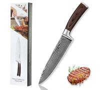 WAKOLI EDIB cuchillo de chef de 20 cm en acero de damasco de 67 capas con núcleo VG10, para carne, pescado, verduras y hierbas, mango de madera Pakka, caja de regalo