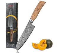 Wakoli EDIB Pro - cuchillo de damasco santoku de 16cm, hoja muy afilada de 67 capas, cuchillo de cocina de damasco y de chef profesional de acero de damasco auténtico con mango de madera de pakka