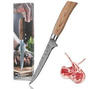 WAKOLI EDIB Pro cuchillo deshuesador de acero de damasco de 67 capas con núcleo VG10, hoja de 14 cm, mango ergonómico de madera Pakka, en caja de regalo, para carne, aves y pescado