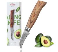 WAKOLI EDIB Pro cuchillo pelador curvo de 6 cm en acero de damasco de 67 capas con núcleo VG10, mango de madera Pakka, para pelar y tornear frutas y verduras, caja de regalo