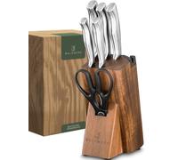 WALDWERK Bloque de Cuchillos - Juego de cuchillos de cocina de 7 piezas con bloque de cuchillos y afilador integrado - Juego cuchillos cocina con bloque - Set cuchillos cocina