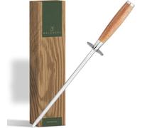 WALDWERK, acero para afilar de alta calidad: afilador de cuchillos fabricado con acero templado y mango de madera noble. 100% libre de plástico. Afilador de cuchillos de alta calidad. Afile sus cuchil