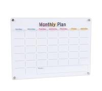 Walfront Calendario Acrílico para Pared, Pizarra Blanca Transparente con Película de Nano Recubrimiento, Planificador Magnético para Nevera, para Planificación Semanal y Menú en Cocina,